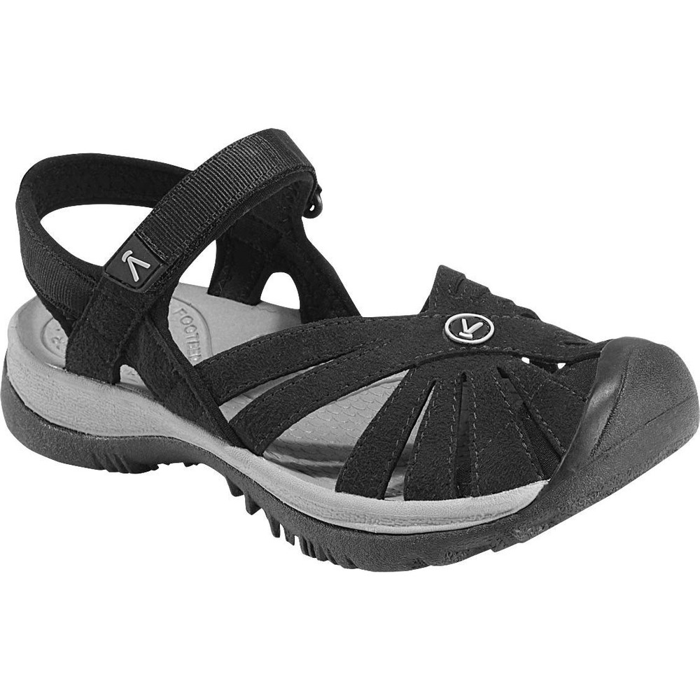 NWOB: Keen Rose Sandal 8 Black Gray Strappy Hiking Outdoor Water Shoes (clo751)